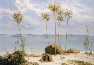 Uitzicht op de Edward Pellew-groep eilanden, in de Golf van Carpenteria (Australië), Noordelijke Gebieden, december 1802, tijdens de expeditie van Matthew Flinders (1774-1814) op de Investigator tussen 1801 en 1803, met als doel het in kaart brengen van de
