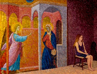 Aankondiging met zittend meisje