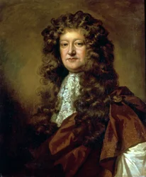 Portret van een heer in bruine mantel en witte jabot