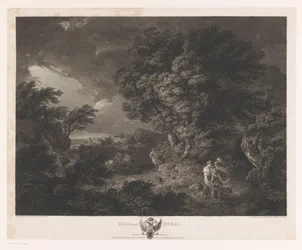 Stormachtig landschap met Dido en Aeneas