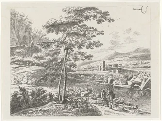 Landschap met een pelgrim en een herder