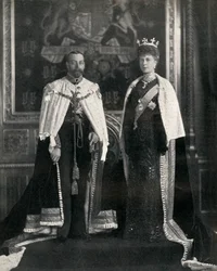 Koning George V en Koningin Mary bij hun eerste opening van het Parlement, 6 februari 1911, 1951