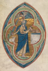 Miniatuur uitgesneden uit een Compendium in historiae genealogia Christi, 1200-1250