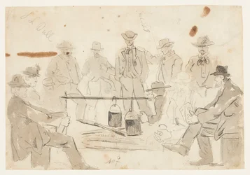 Kampvuur met soldaten
