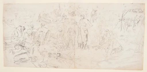 Tekening, "Een legerkampement", 1862