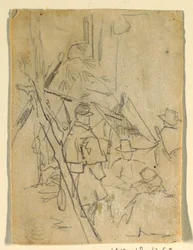 Tekening, Een legerkampement, 1862