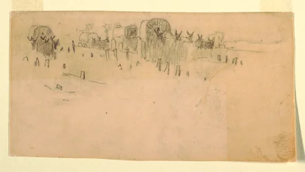 Tekening, legerwagentrein, 1862