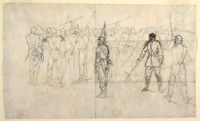 Tekening, geweeroefening infanterie, regiment Sickles, 1862