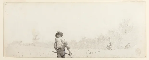 Tekening, Man met zeis, ca. 1865