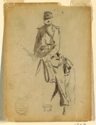 Tekening, cavalerieofficier, 1862