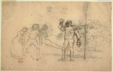 Tekening, Schets voor "The Wreck", een olieverfschilderij gedateerd 1896 in het Carnegie Institute, Pittsburgh, PA, 1881