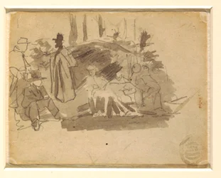 Tekening, Soldaten kamperen, 1862