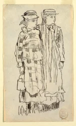 Tekening, Twee meisjes, 1879