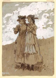 Tekening, Twee jonge meisjes, 1878-79
