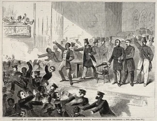 Uitzetting van negers en abolitionisten uit Tremont Temple, Boston, Massachusetts, op 3 december 1860
