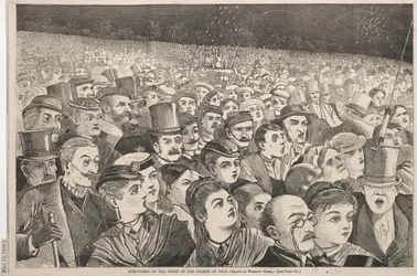Vuurwerk op de avond van de vierde juli, 1868