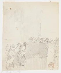 Mannen en vrouwen die naar zee kijken, Cullercoats, Engeland