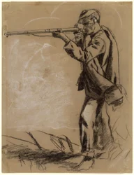 Soldaat die richt [recto], 1864