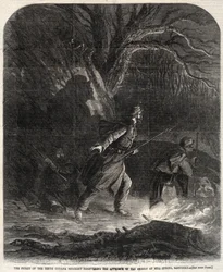 De voorpost van het Tiende Regiment van Indiana ontdekt de nadering van de rebellen bij Mill Spring, Kentucky