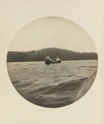 Drie kanoërs, Lake St. John, Provincie Quebec, ca. 1895, ca. 1904