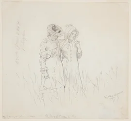 Twee meisjes in een veld