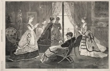 Wachten op oproepen op Nieuwjaarsdag, 1869