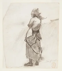 Vrouw die naar Zee Kijkt, Cullercoats, Engeland