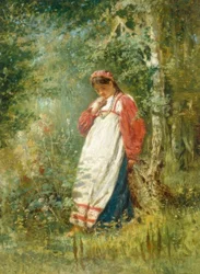 Jonge vrouw in het bos