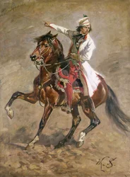 Generaal Tadeusz Kościuszko (1746-1817) te paard, schets voor „Het panorama van Racławice“, 1893
