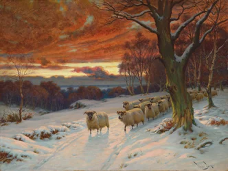 Een winteravond (olieverf op doek)