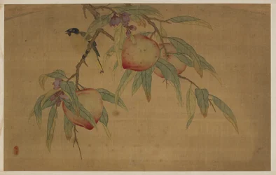 Vogel, fruit en bloemen