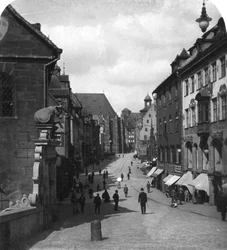 De Fleischbrucke Vleesbrug, Neurenberg, Duitsland, ca. 1900s