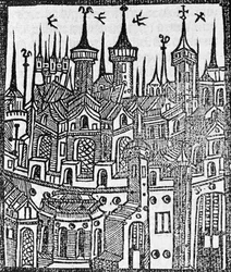 Houtsnede uit The Chronicle of Englonde, 1497