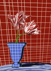 Gestreepte tulpen, modern stilleven