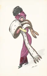 Elegante Parijse vrouw, met lange bontstola