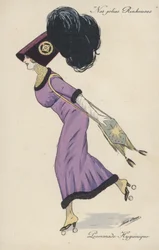 Mooi, extravagant gekleed meisje, rolschaatsend