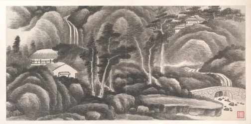 Landschappen van de Twaalf Maanden, ca. 1685 (album van twaalf schilderijbladen; inkt op papier)