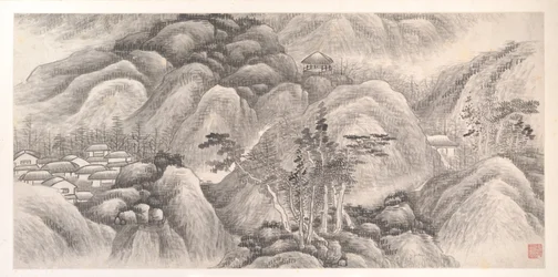 Landschappen van de Twaalf Maanden, ca. 1685 (album van twaalf schilderijbladen; inkt op papier)