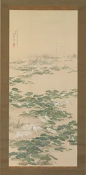 Reigers in een lotusbloemen vijver, 1852