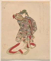 Vrouw in Chinese kostuum met vlinderpatroon