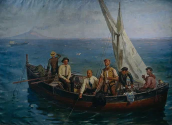 Lenin en de auteur Maxim Gorky met de Vissers op het Eiland Capri, 1946