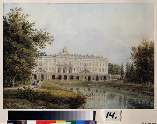 Uitzicht op het Constantijnpaleis in Strelna nabij Sint-Petersburg