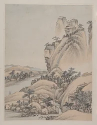Landschappen, gedateerd 1668 (album van acht schilderijen; inkt en kleur op papier)