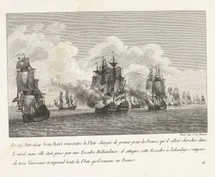 Jan Bart herovert graanschepen op een Hollands eskader, 1694