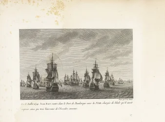 Jan Bart vaart Duinkerke binnen met de heroverde graanschepen, 1694