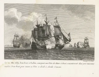 Jan Bart valt twee Engelse schepen aan, 1689