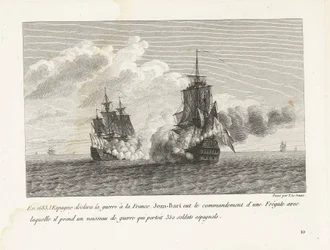 Jan Bart verovert een Spaans schip met 350 soldaten aan boord, 1683