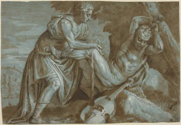 Apollo en Marsyas, ca 1600 (inkttekening)