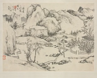 Landschapsalbum in verschillende stijlen: Scenery van Mt. Changbai na Huang Gongwang, 1684