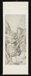 Landschap met figuren (inkt en kleur op papier)